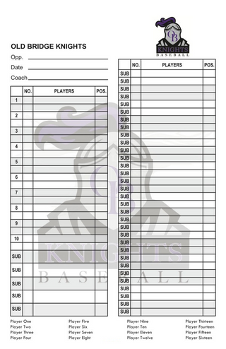PLC Sports Custom Lineup Card Template 8