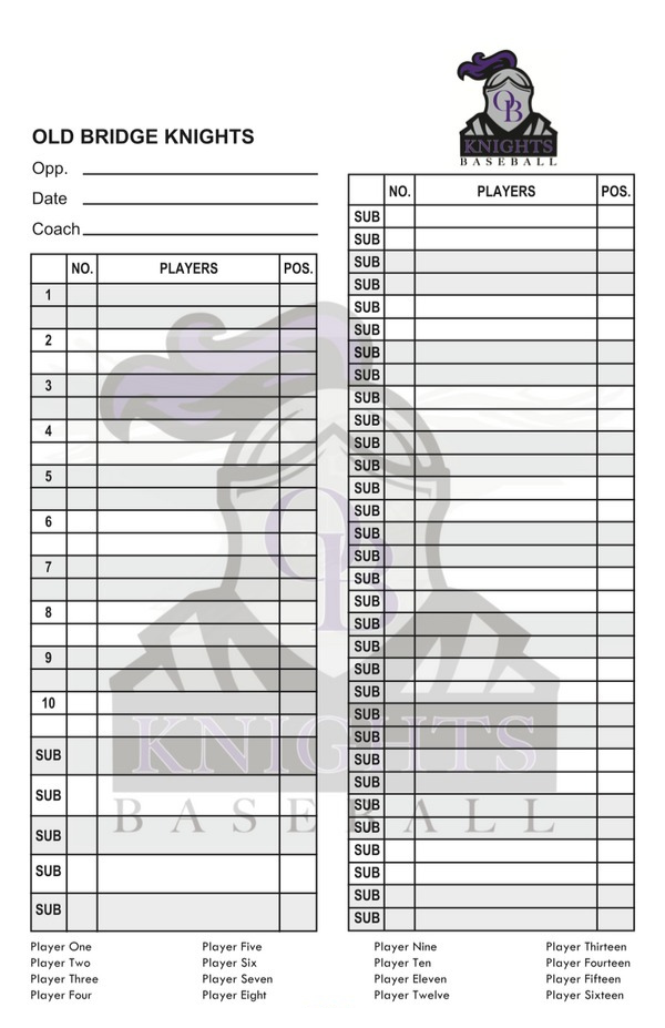 PLC Sports Custom Lineup Card Template 8