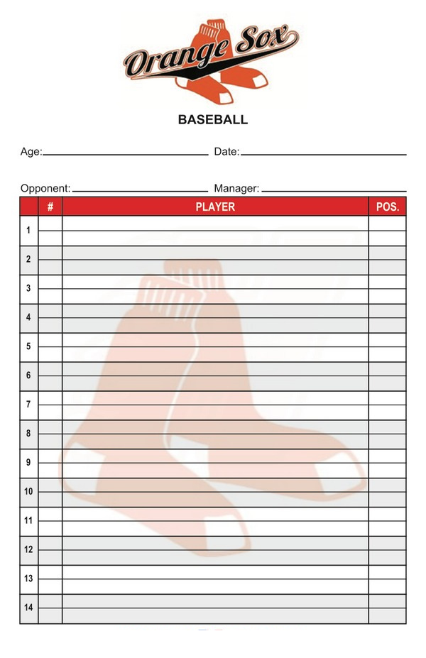 Baseball Lineup Cards Softball Lineup Card Template 9 PLC-Sports