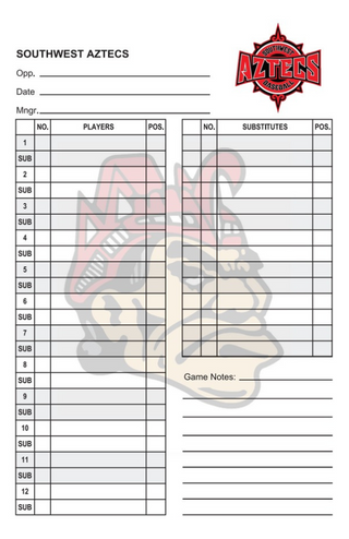 Baseball Lineup Card Softball Lineup Card v4 with Game Notes PLC-Sports