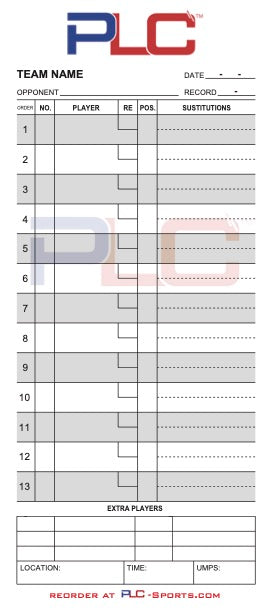 PLC Sports Custom Lineup Card Version 12
