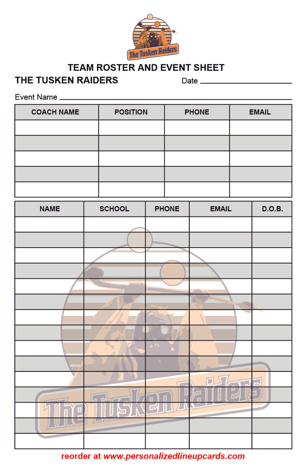Basketball Lineup Card V4