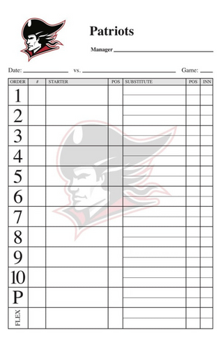 Baseball Lineup Card Softball Lineup Card v10 PLC-Sports
