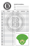 Baseball Lineup Card Softball Lineup Card v1 Logo Left with Diamond PLC-Sports