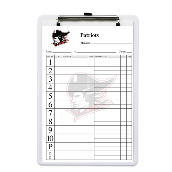 PLC Sports Baseball Softball Lineup Card V10 with Clipboard