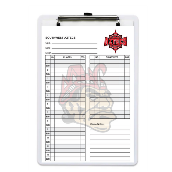 PLC Sports Baseball Softball Lineup Card V4 with Clipboard