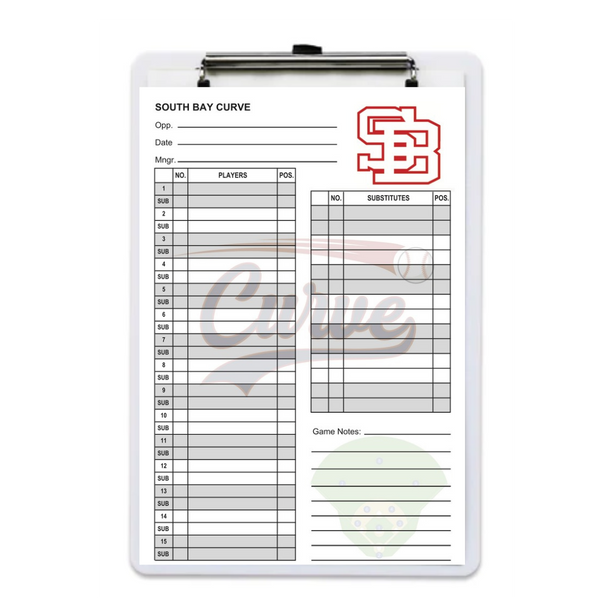 PLC Sports Baseball Softball Lineup Card V5 with Clipboard