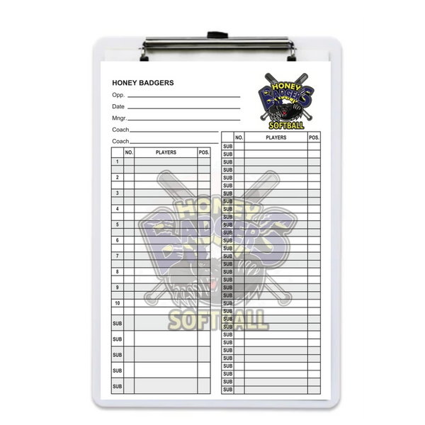 PLC Sports Baseball Softball Lineup Card V7 with Clipboard