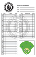Custom Baseball Lineup Card Softball Lineup Card Template 1 Logo Left with Diamond PLC-Sports