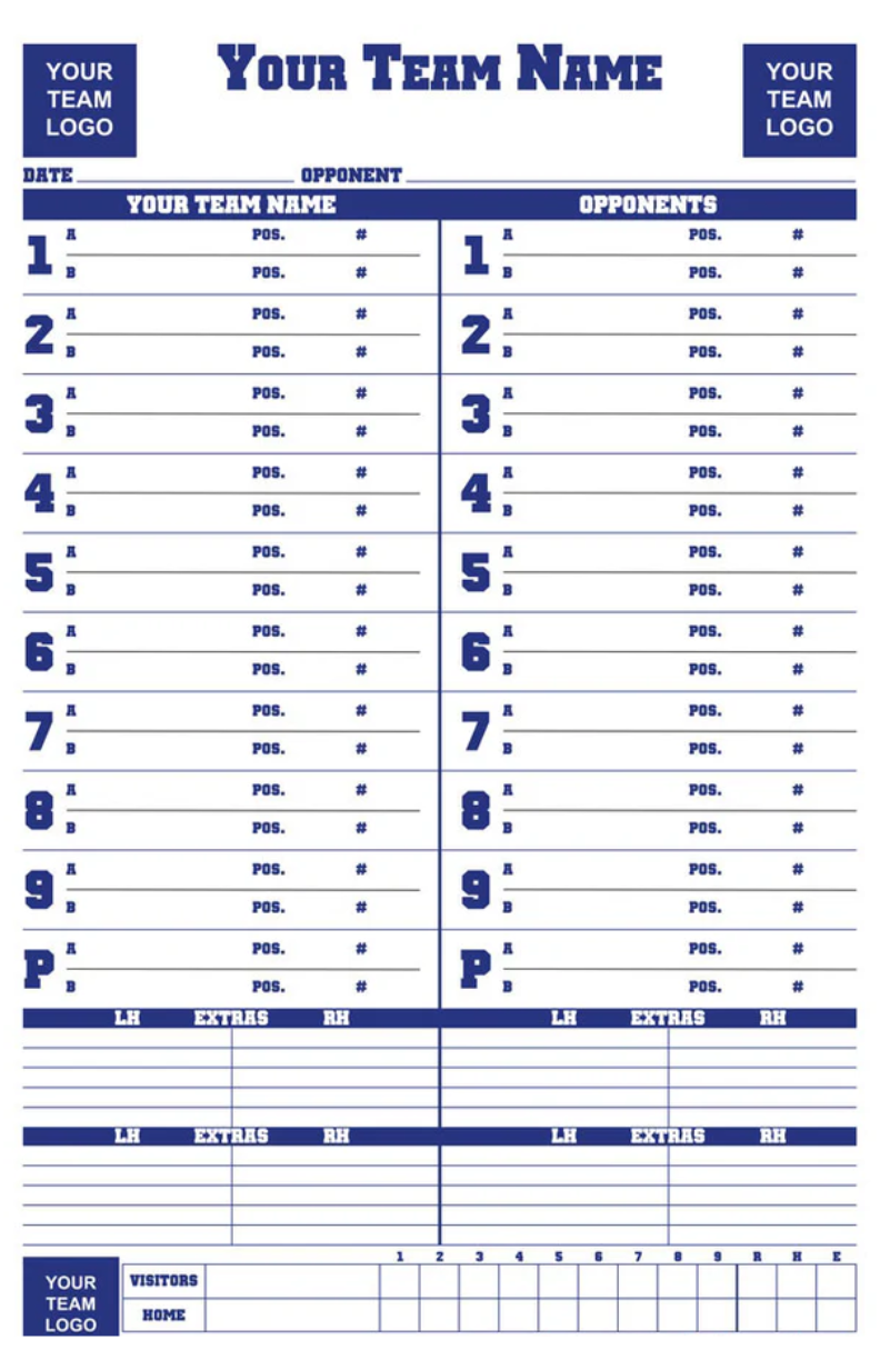 Line Up Cards Editable Personalized Lineup Cards
