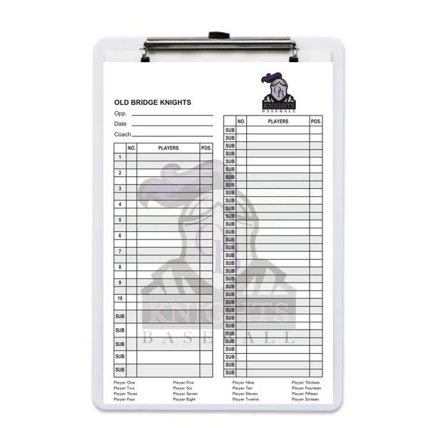 PLC Sports Lineup Card V8 with Clipboard