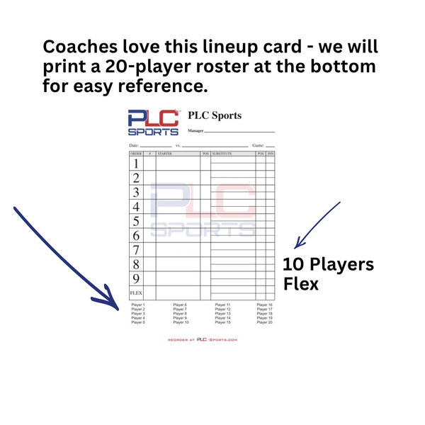 PLC Sports Custom Lineup Card V13 with 20 Player Roster