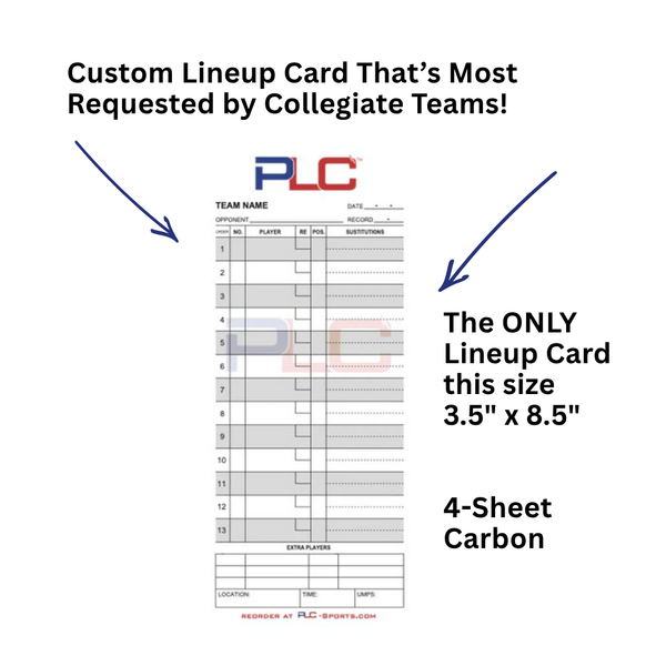 PLC Sports Custom Lineup Card V12 3.5 x 8.5