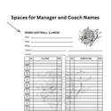 PLC Sports Custom Lineup Card V6 Add Manager and Coach Names