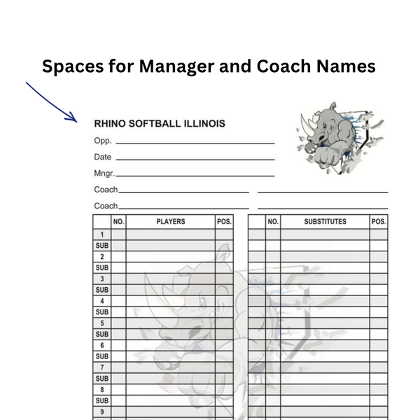 PLC Sports Custom Lineup Card V6 Add Manager and Coach Names
