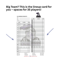 PLC Sports Custom Lineup Card V8 with 35 Player Roster