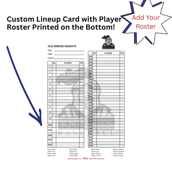 PLC Sports Custom Lineup Card V8 with Roster