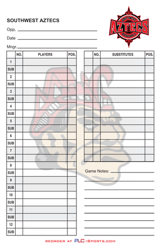 Baseball Lineup Card Softball Lineup Card v4 with Game Notes PLC-Sports
