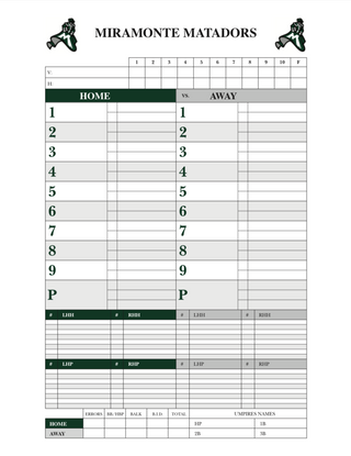 Dugout Card - Version 4 - Smaller Size for Travel/Away Games